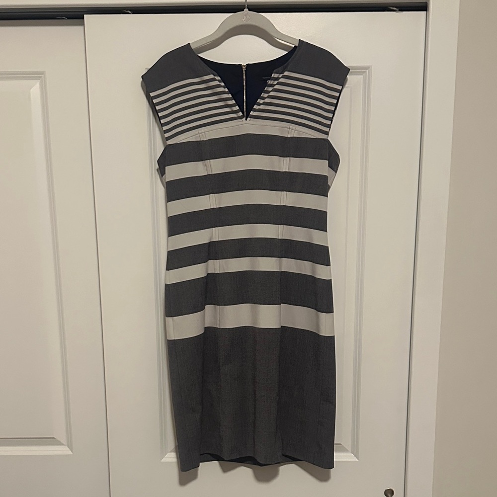 Tommy Hilfiger Navy and White Striped Midi Dress